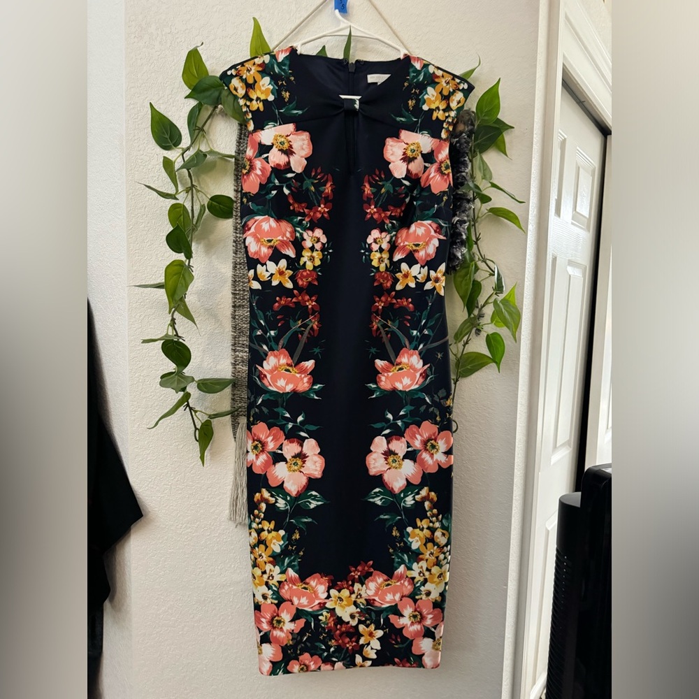 NEW YORK & COMPANY NAVY BLUE FLORAL DRESS